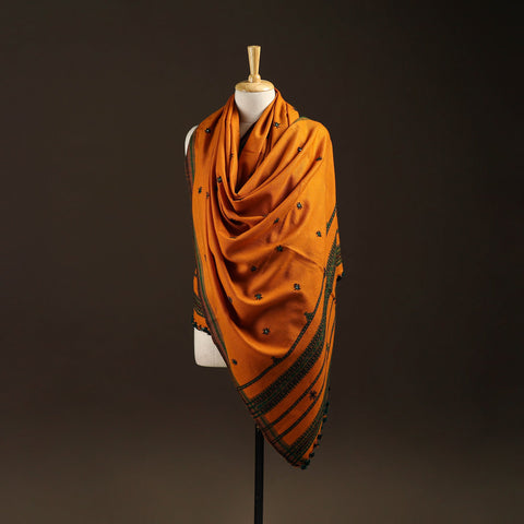 Kutch bhujodi handwoven mirror work wool shawl 11