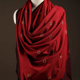 Kutch bhujodi handwoven mirror work wool shawl 12