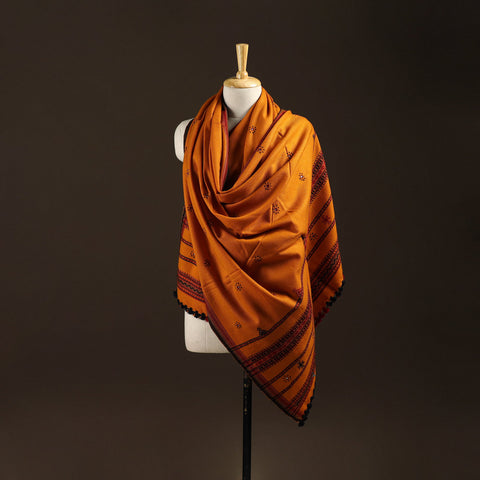 Kutch bhujodi handwoven mirror work wool shawl 13