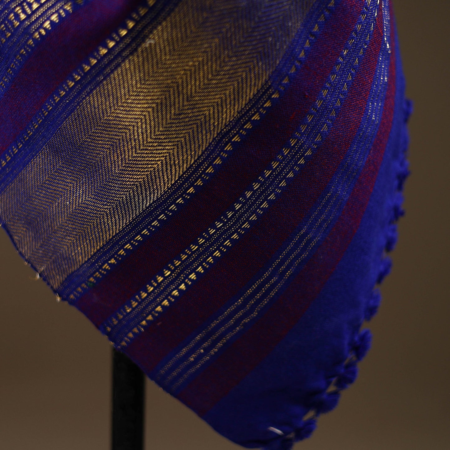 Kutch bhujodi handwoven mirror work wool shawl 14