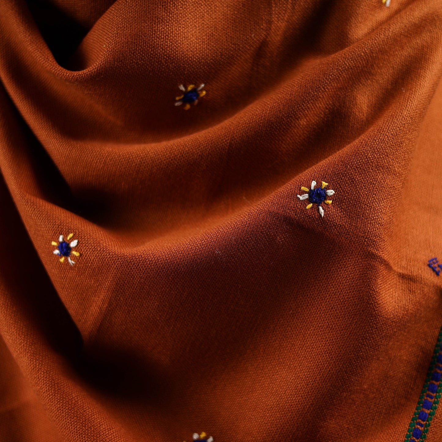 Kutch bhujodi handwoven mirror work wool shawl 15