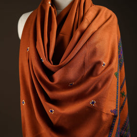 Kutch bhujodi handwoven mirror work wool shawl 15