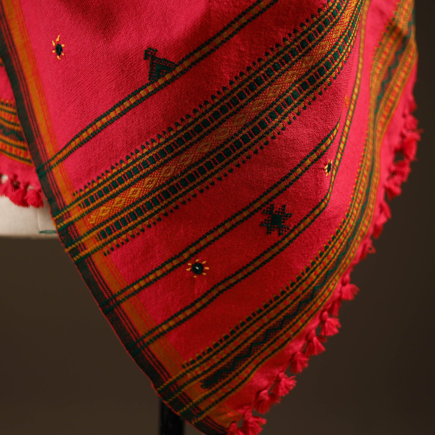 Kutch bhujodi handwoven mirror work wool shawl 16