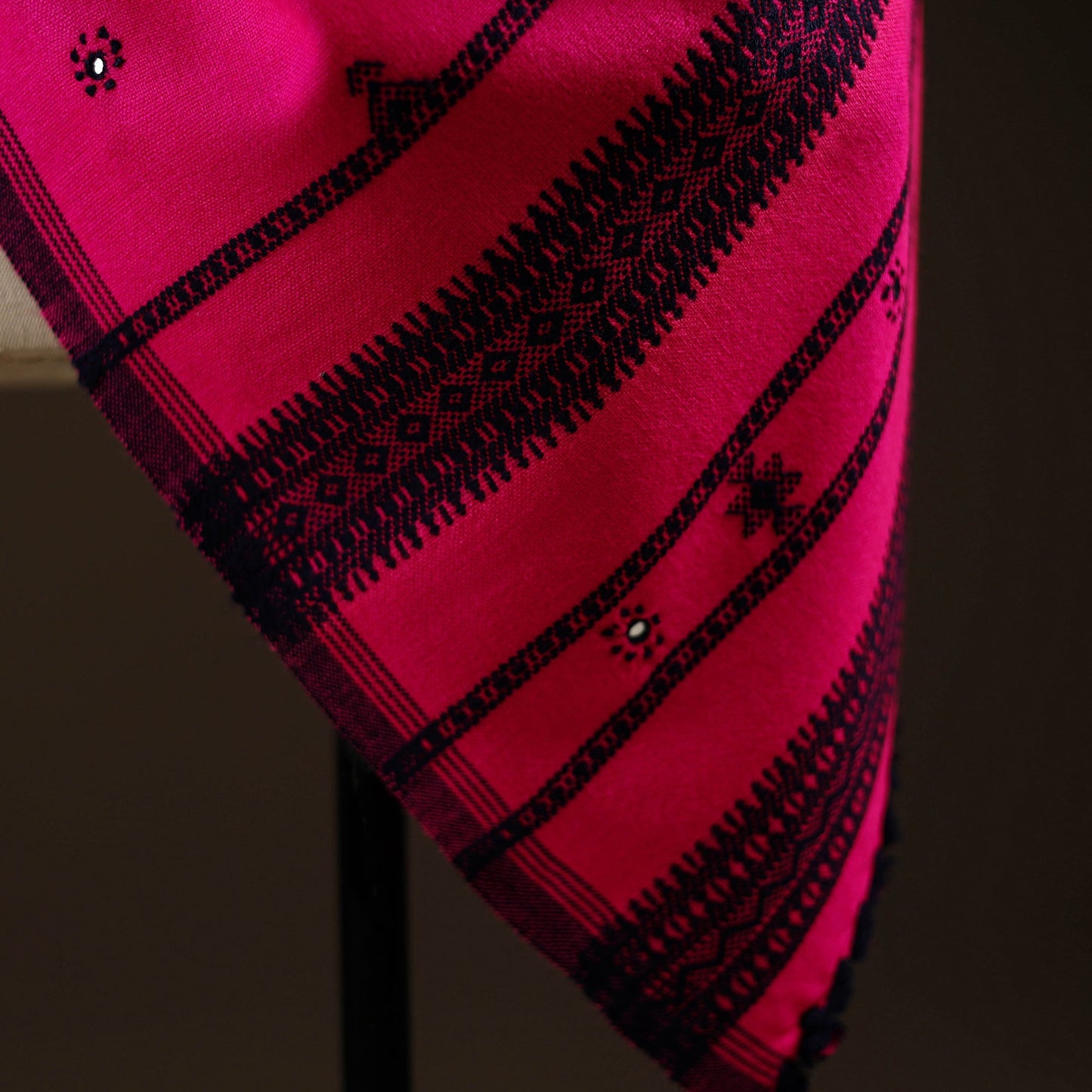 Kutch bhujodi handwoven mirror work wool shawl 17