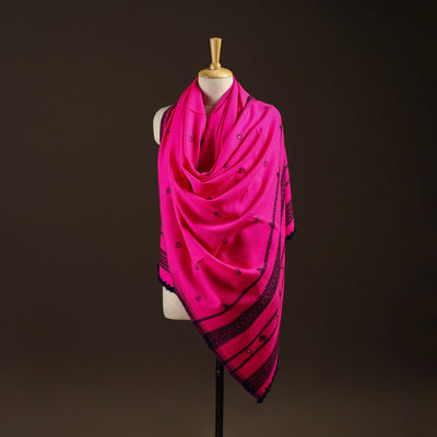 Kutch bhujodi handwoven mirror work wool shawl 17