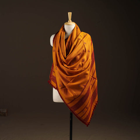 Kutch bhujodi handwoven mirror work wool shawl 18