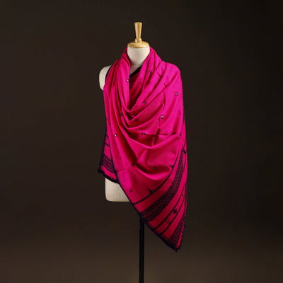 Kutch bhujodi handwoven mirror work wool shawl 19