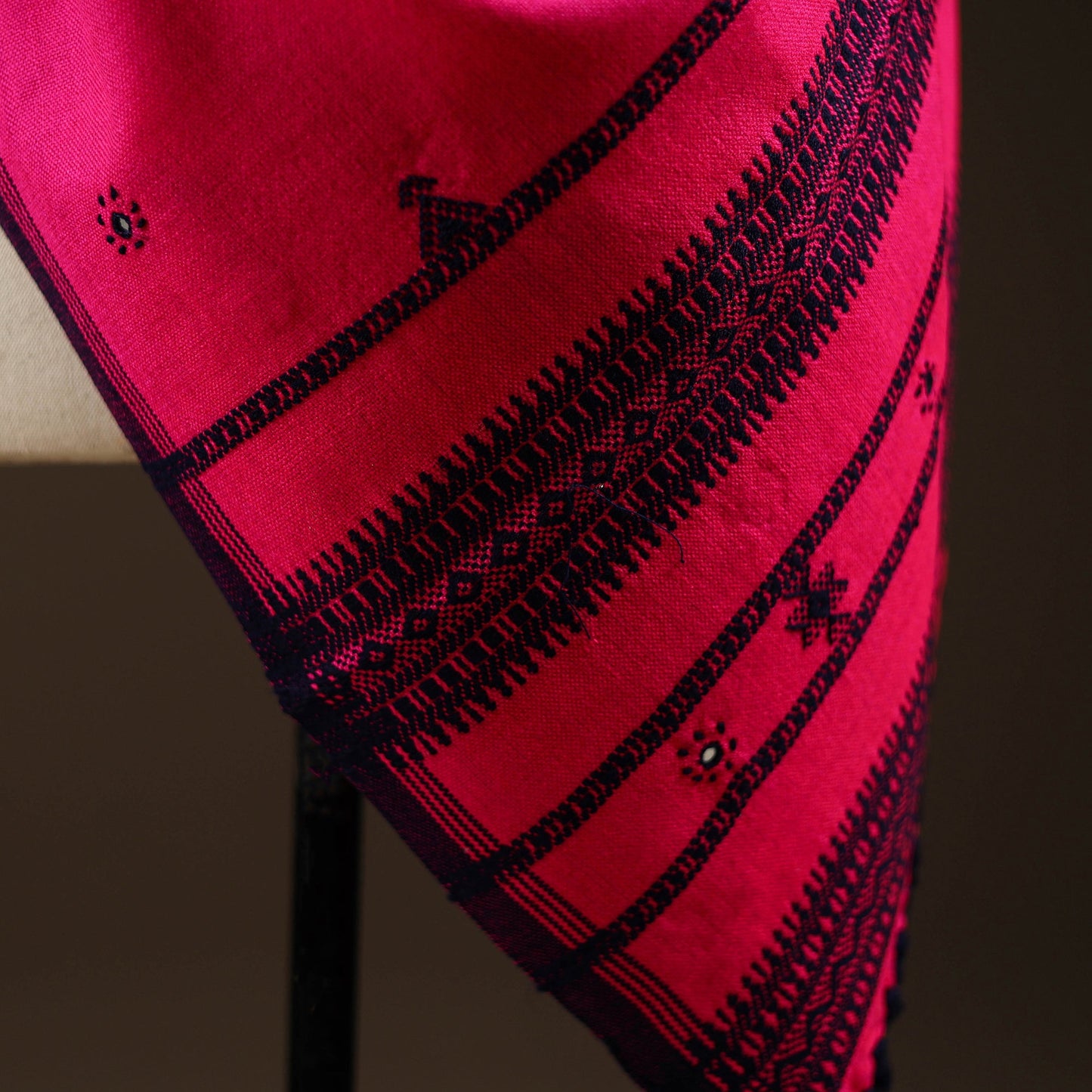 Kutch bhujodi handwoven mirror work wool shawl 19