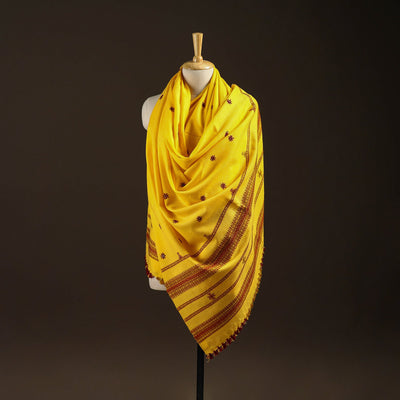 Kutch bhujodi handwoven mirror work wool shawl 20