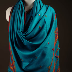 Kutch bhujodi handwoven mirror work wool shawl 22