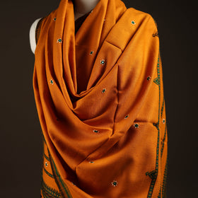 Kutch bhujodi handwoven mirror work wool shawl 23