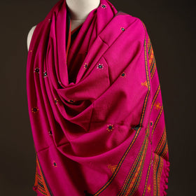 Kutch bhujodi handwoven mirror work wool shawl 24