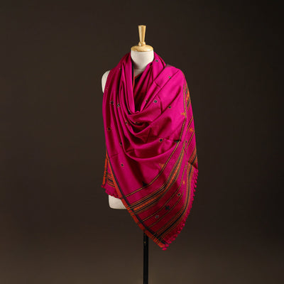 Kutch bhujodi handwoven mirror work wool shawl 24