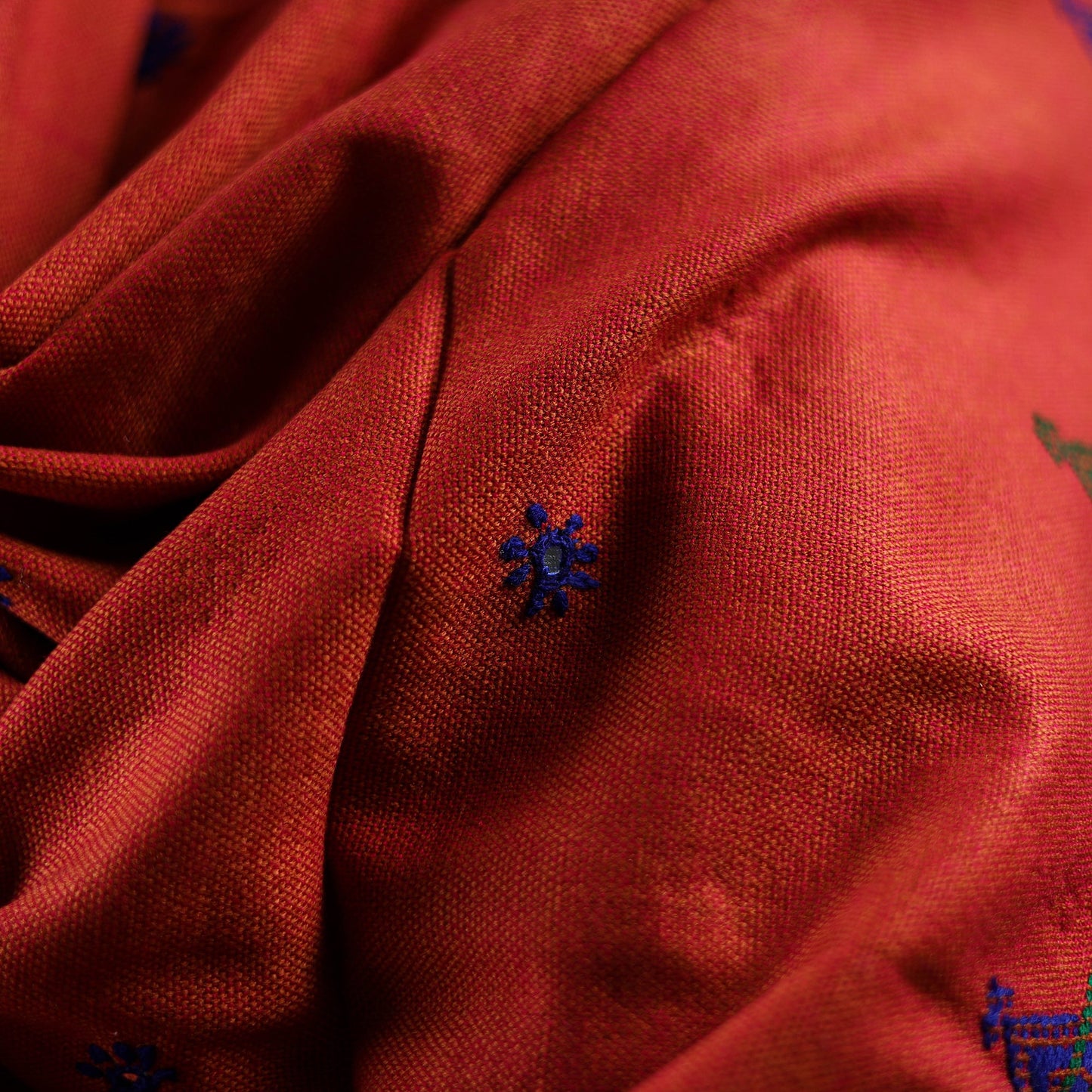 Kutch bhujodi handwoven mirror work wool shawl 25