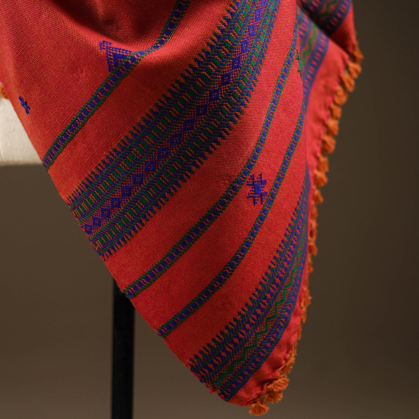 Kutch bhujodi handwoven mirror work wool shawl 25