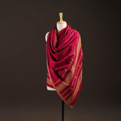 Kutch bhujodi handwoven mirror work wool shawl 27