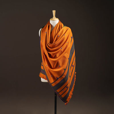 Kutch bhujodi handwoven mirror work wool shawl 28