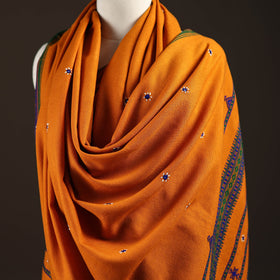 Kutch bhujodi handwoven mirror work wool shawl 28