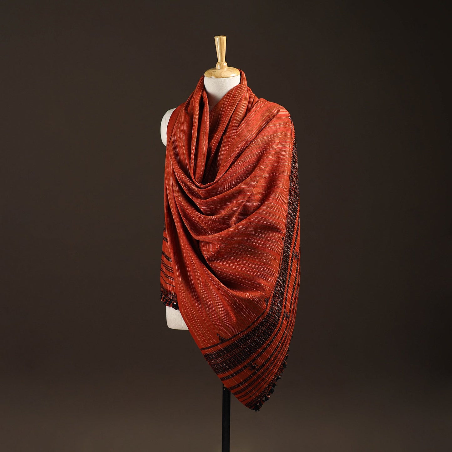 Kutch bhujodi handwoven wool shawl 55 - handcrafted