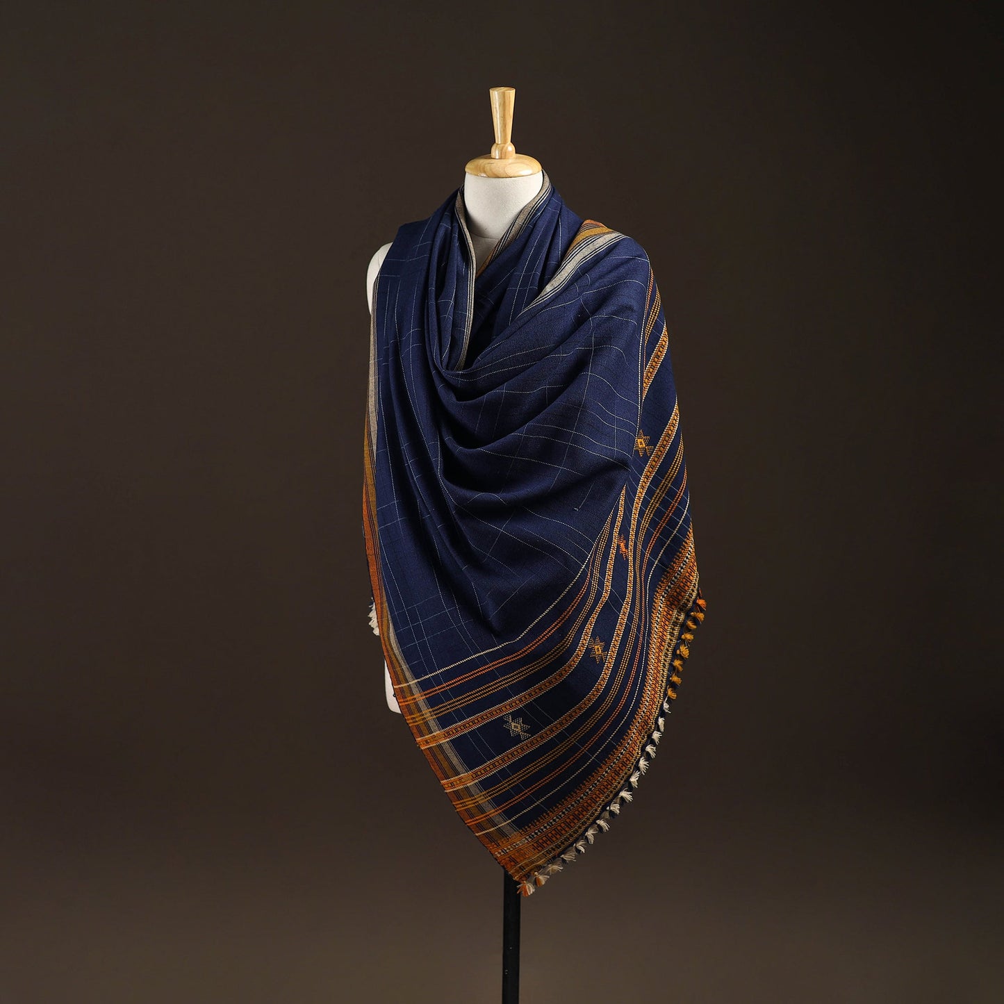 Kutch bhujodi handwoven wool shawl 59 - handcrafted