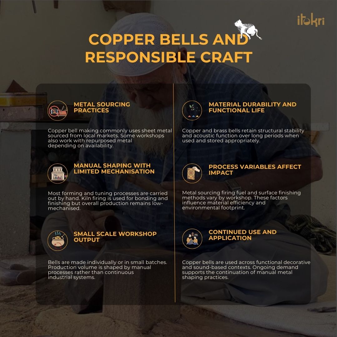 Kutch copper coated 4 bell double chimes - handcrafted