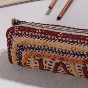  Kutch Dhebariya Hand Embroidery Cotton Pencil Pouch 