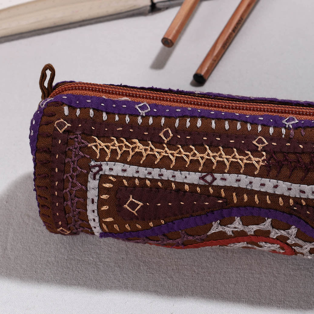  Kutch Dhebariya Hand Embroidery Cotton Pencil Pouch 