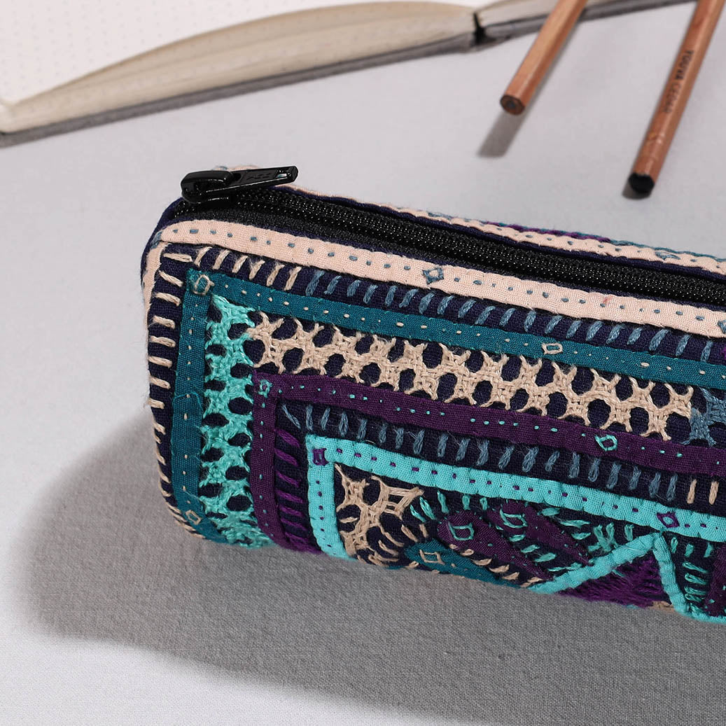  Kutch Dhebariya Hand Embroidery Cotton Pencil Pouch 