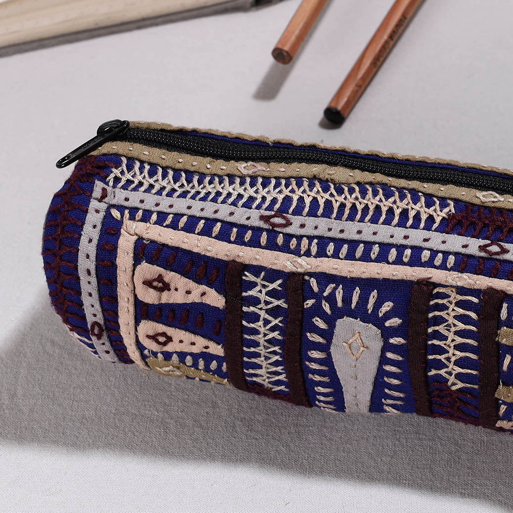  Kutch Dhebariya Hand Embroidery Cotton Pencil Pouch 