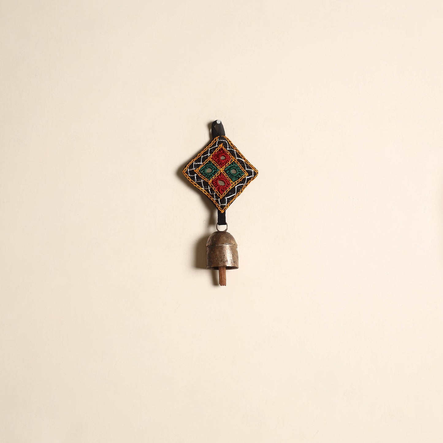 Kutch embroidery copper coated iron bell keychain 02
