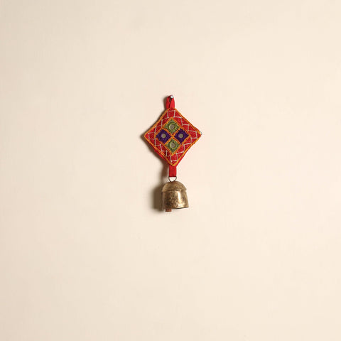 Kutch embroidery copper coated iron bell keychain 04