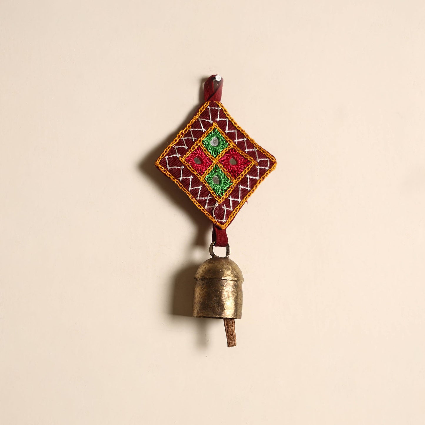 Kutch embroidery copper coated iron bell keychain 06