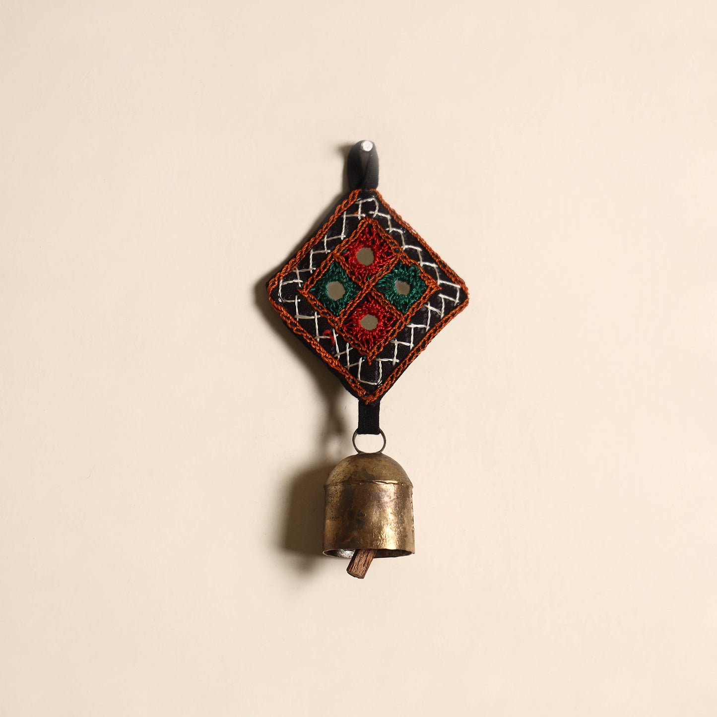Kutch embroidery copper coated iron bell keychain 08