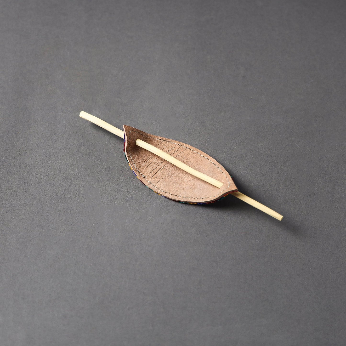  Kutch Embroidery Mirror Work Leather Hair Pin 