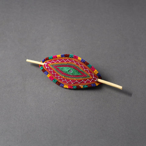  Kutch Embroidery Mirror Work Leather Hair Pin 