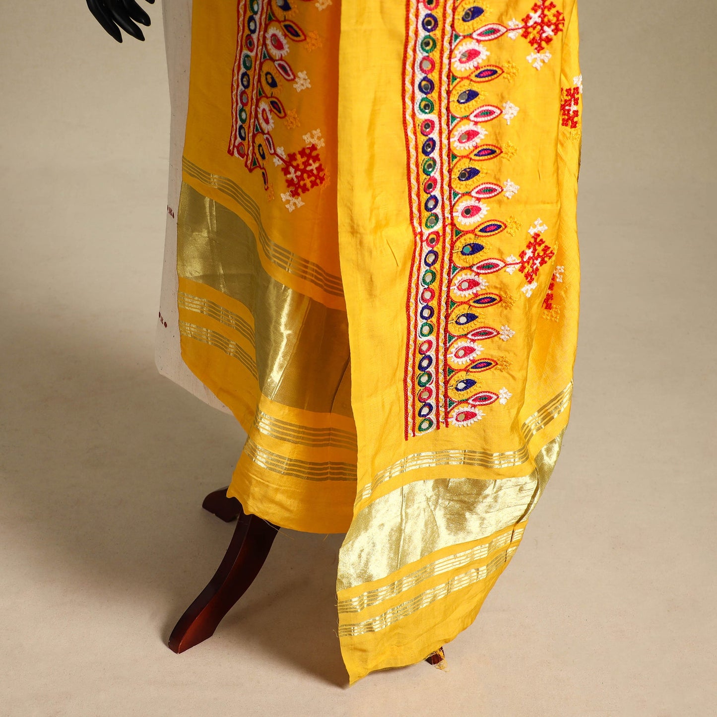 Kutch embroidery semi modal silk handloom dupatta