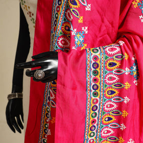 Kutch embroidery semi modal silk handloom dupatta