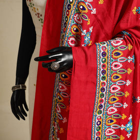 Kutch embroidery semi modal silk handloom dupatta