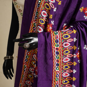 Kutch embroidery semi modal silk handloom dupatta