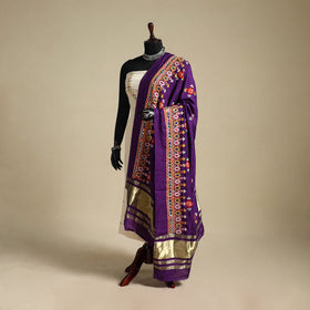 Kutch embroidery semi modal silk handloom dupatta
