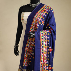 Kutch embroidery semi modal silk handloom dupatta