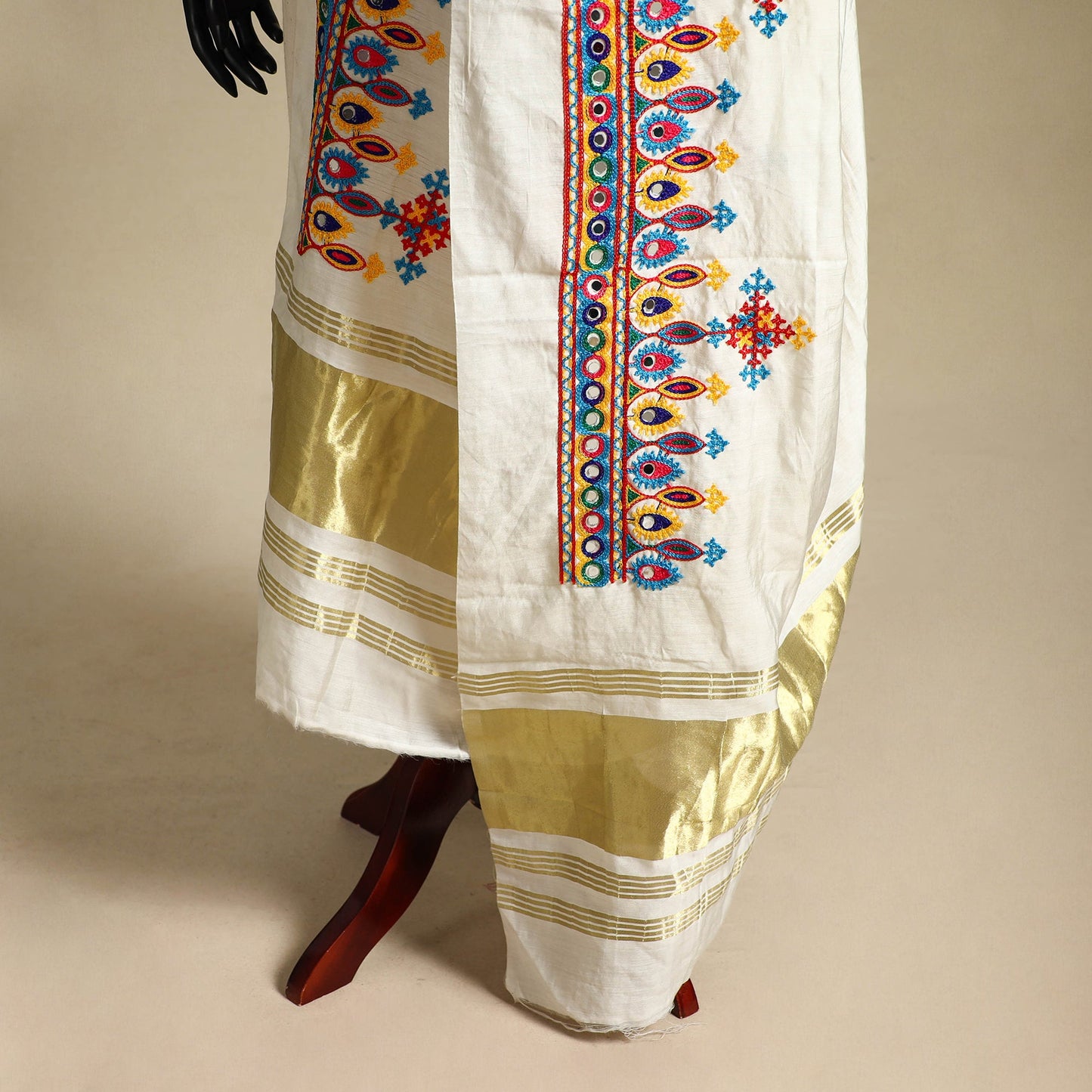 Kutch embroidery semi modal silk handloom dupatta