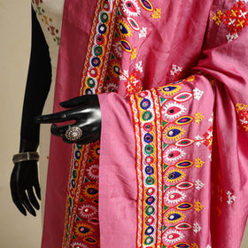 Kutch embroidery semi modal silk handloom dupatta