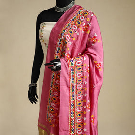 Kutch embroidery semi modal silk handloom dupatta