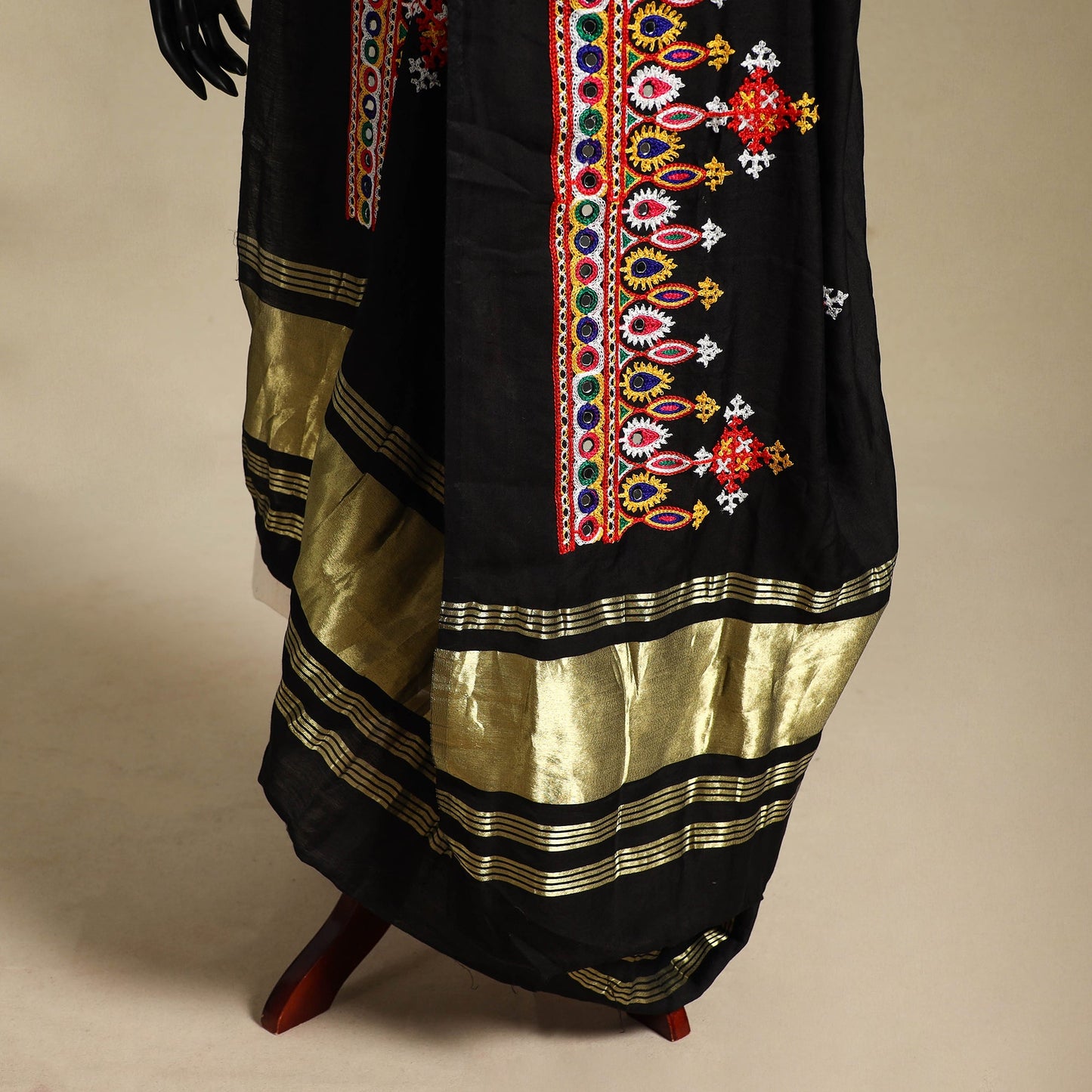 Kutch embroidery semi modal silk handloom dupatta