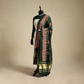 Kutch embroidery semi modal silk handloom dupatta