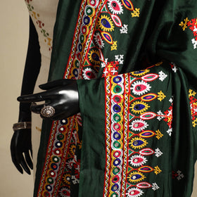 Kutch embroidery semi modal silk handloom dupatta