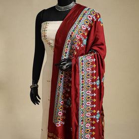 Kutch embroidery semi modal silk handloom dupatta