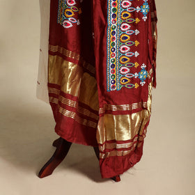 Kutch embroidery semi modal silk handloom dupatta