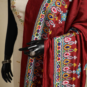 Kutch embroidery semi modal silk handloom dupatta